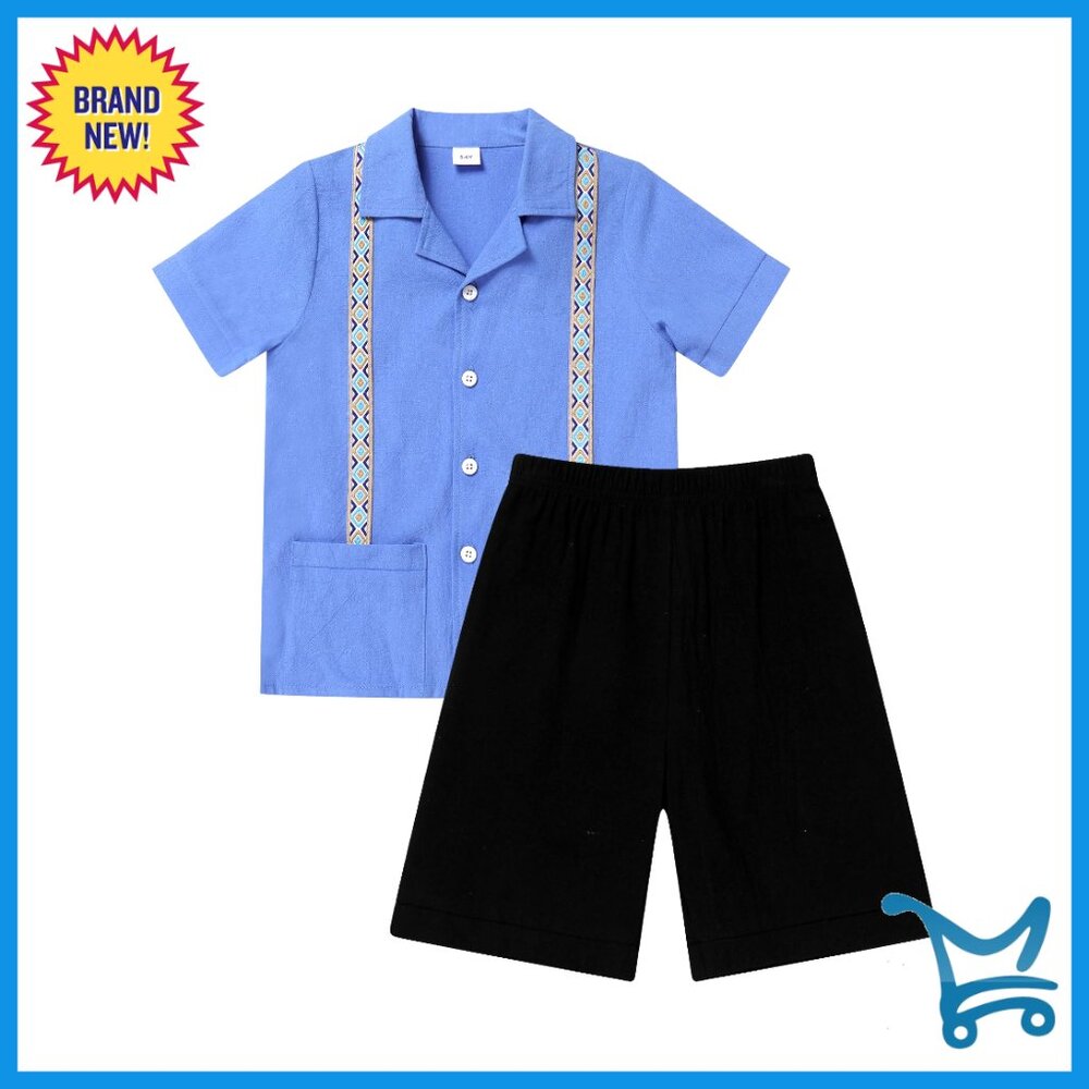 Toddler Boys Cotton Short Sleeve Button Down Shirt And Shorts Set